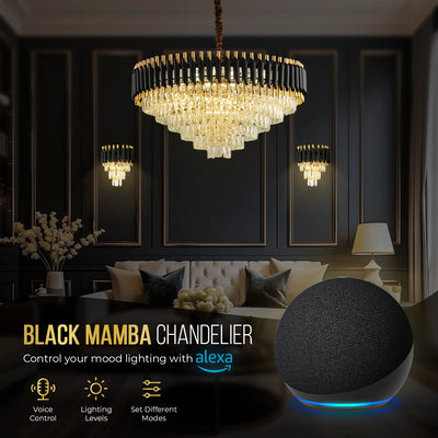 Black Mamba Round Chandelier - Alexa Enabled