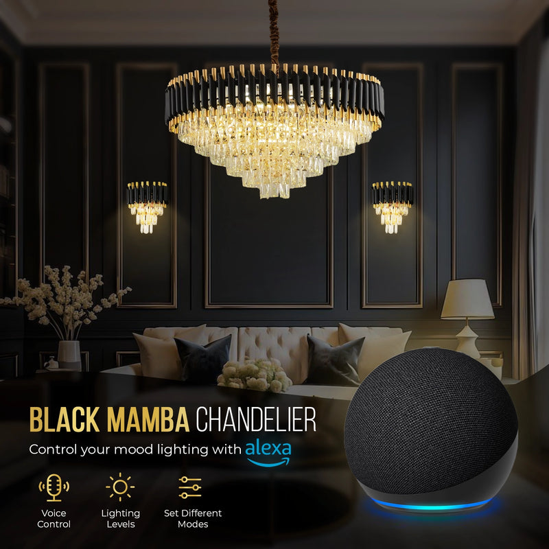 Black Mamba Round Chandelier - Alexa Enabled