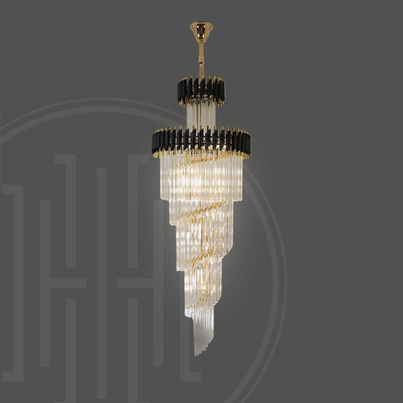 Black Geminus Long Crystal Chandelier