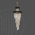 Black Geminus Long Crystal Chandelier