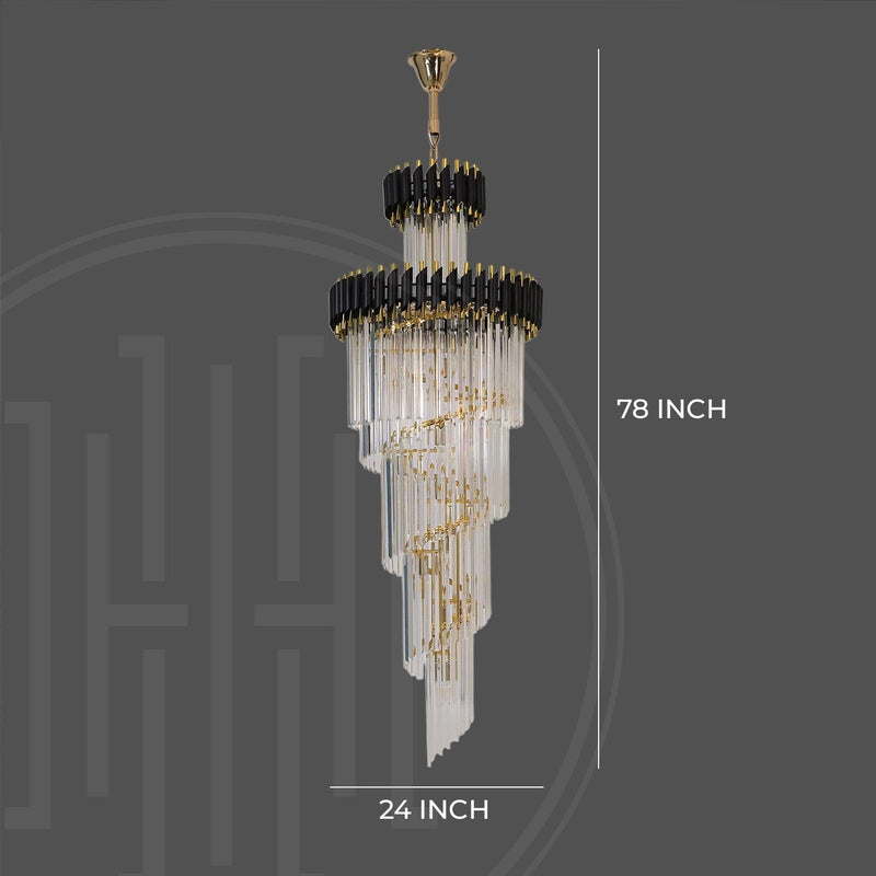 Black Geminus Long Crystal Chandelier