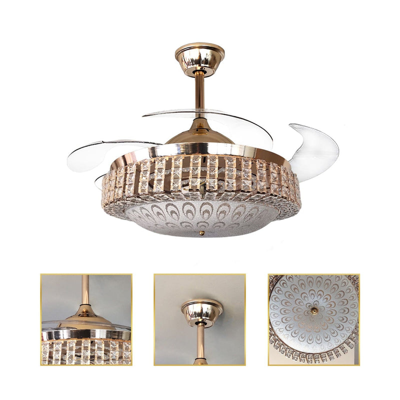 Crystal Glow Chandelier Ceiling Fan with Remote Control