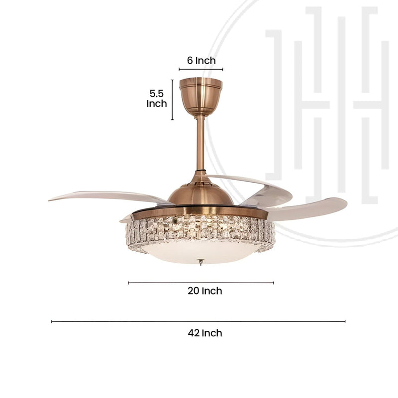 Crystal Glow Chandelier Ceiling Fan with Remote Control