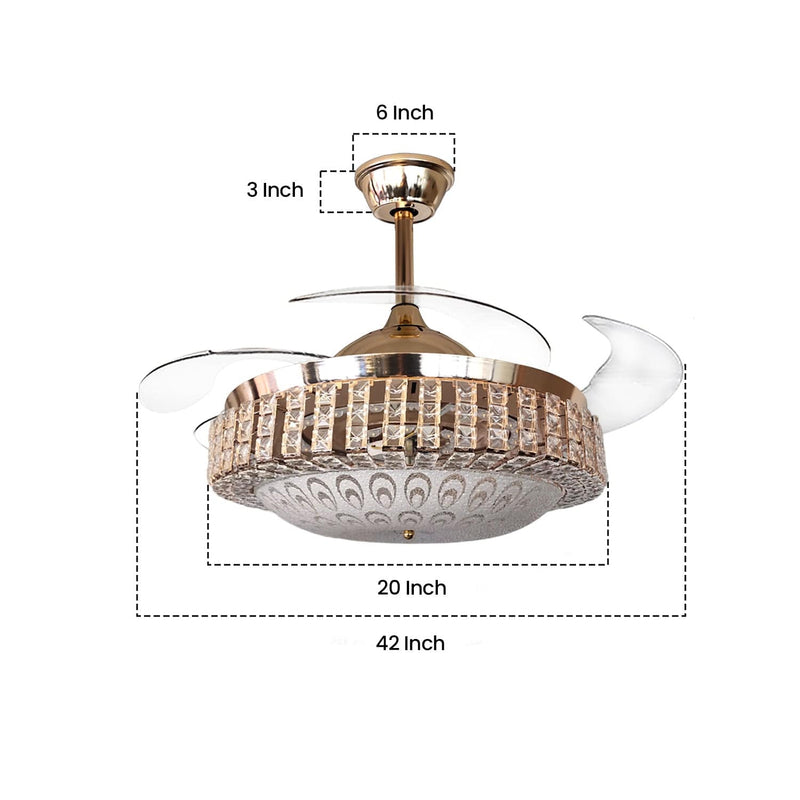 Crystal Glow Chandelier Ceiling Fan with Remote Control