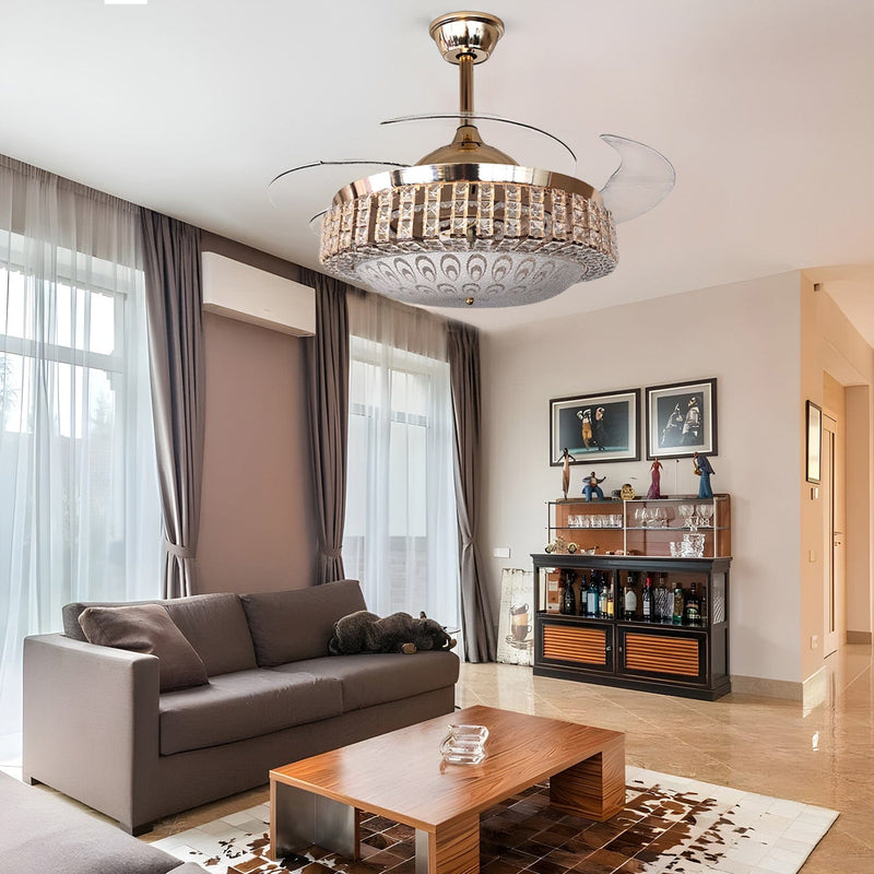 Crystal Glow Chandelier Ceiling Fan with Remote Control