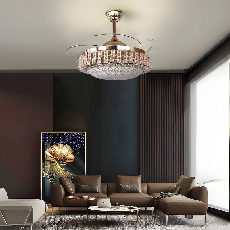 Crystal Glow Chandelier Ceiling Fan with Remote Control