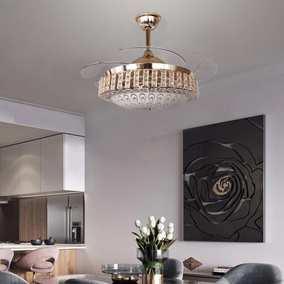 Crystal Glow Chandelier Ceiling Fan with Remote Control