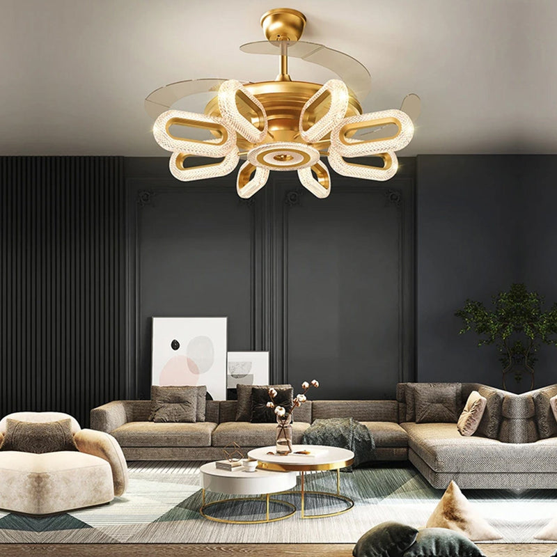 Crystal Wormhole Chandelier Ceiling Fan with Remote Control