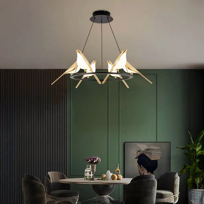 Chirpy Bird Round Chandelier