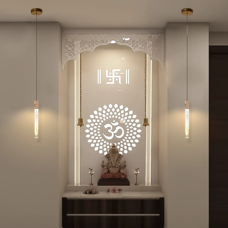 Crystal Beam Temple Light - Hanging Light for Pooja Room