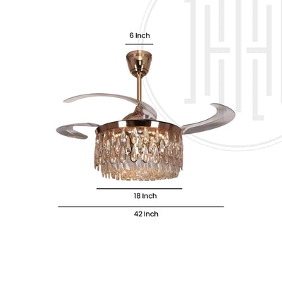 Elegance Zing Crystal Chandelier Ceiling Fan with Remote Control