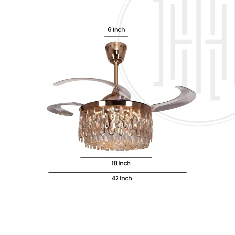 Elegance Zing Crystal Chandelier Ceiling Fan with Remote Control
