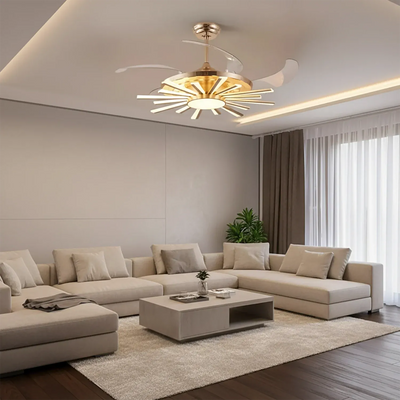LuminSun Retractable Chandelier Fan with Remote Control