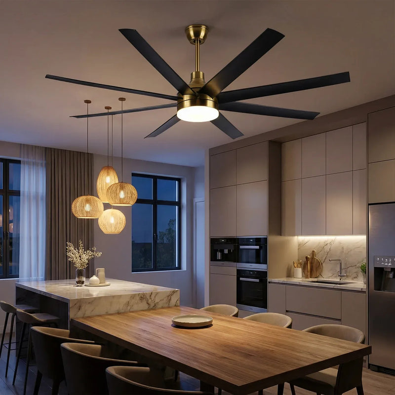 Orvex 8 Blade Ceiling Fan with Remote Control & 18W LED Light | 60 Inch ...