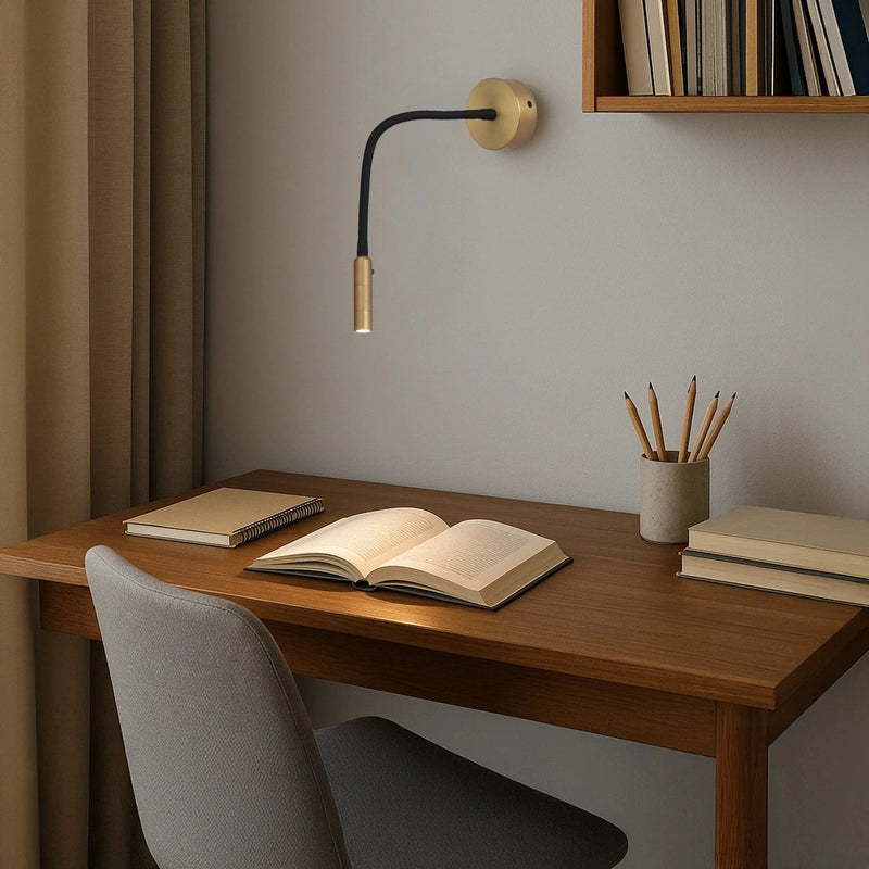 Ready Reader Light Adjustable Reading Light with Brass Finish– 360° Flexible LED Reading ...