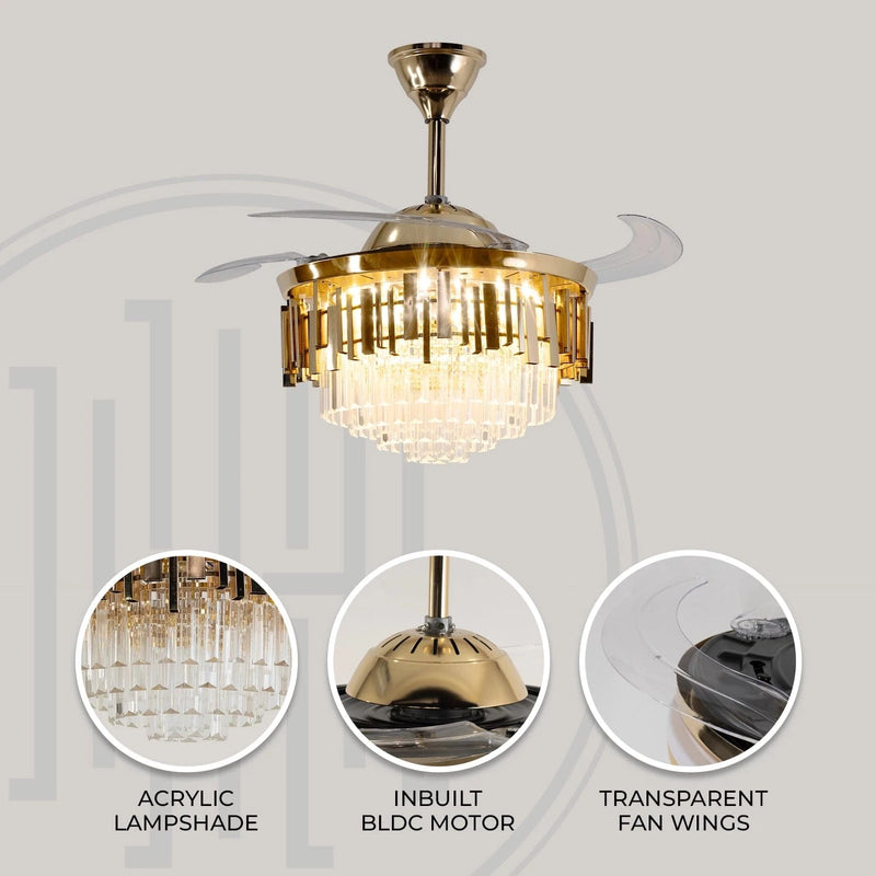 Golden Mamba Chandelier Ceiling Fan with Remote Control