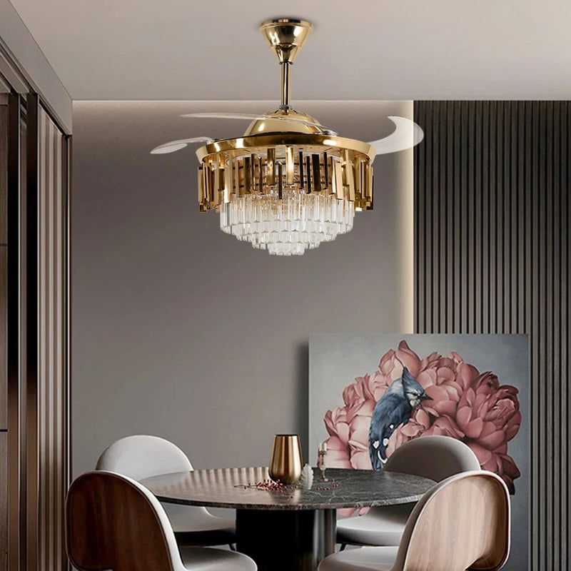 Golden Mamba Chandelier Ceiling Fan with Remote Control