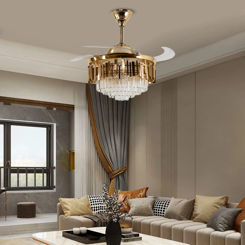Golden Mamba Chandelier Ceiling Fan with Remote Control