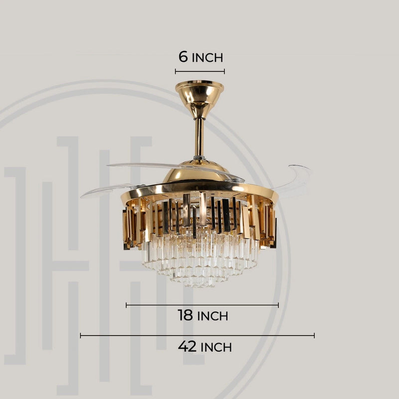 Golden Mamba Chandelier Ceiling Fan with Remote Control