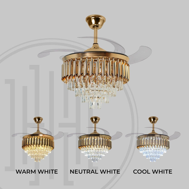 Golden Mamba Chandelier Ceiling Fan with Remote Control