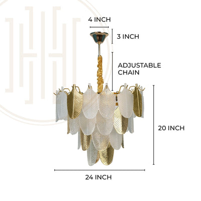 Gratus Luxe White Glass Leaf Chandelier