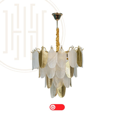 Gratus Luxe White Glass Leaf Chandelier