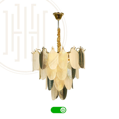 Gratus Luxe White Glass Leaf Chandelier