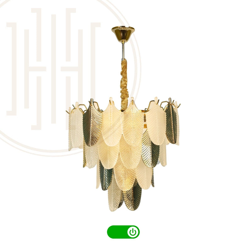 Gratus Luxe White Glass Leaf Chandelier