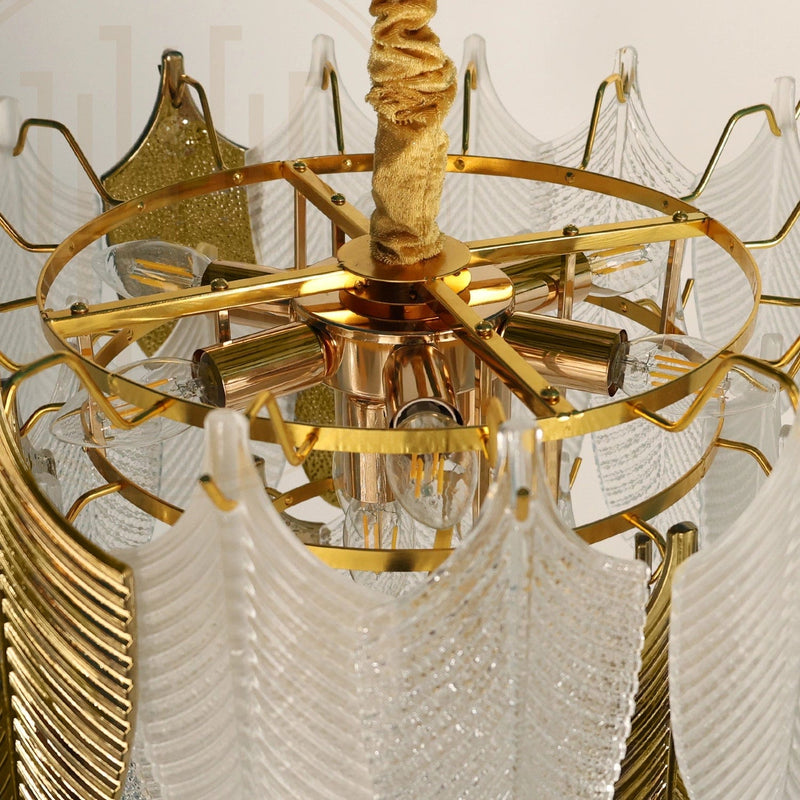 Gratus Luxe White Glass Leaf Chandelier