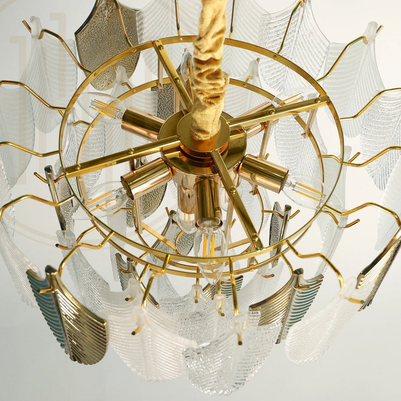 Gratus Luxe White Glass Leaf Chandelier