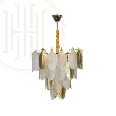 Gratus Luxe White Glass Leaf Chandelier