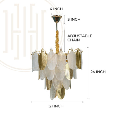 Gratus Luxe White Glass Leaf Chandelier