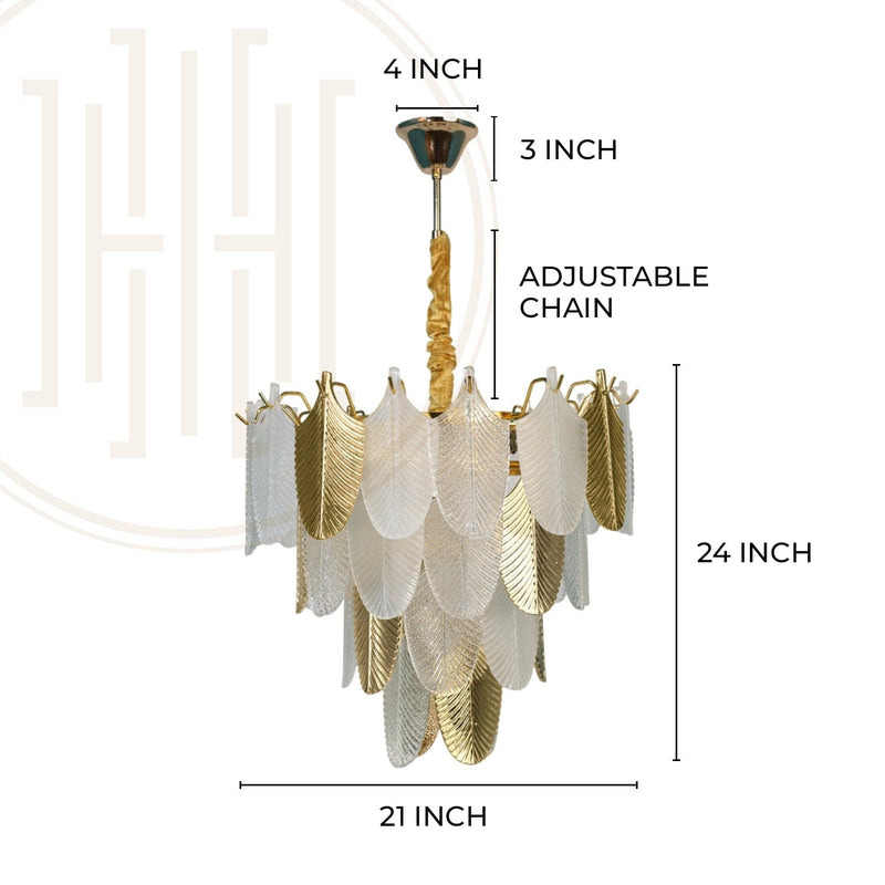 Gratus Luxe White Glass Leaf Chandelier