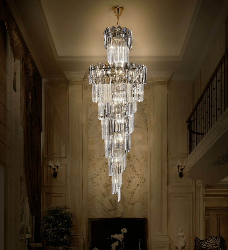 Halteres Double Height Long Crystal Chandelier
