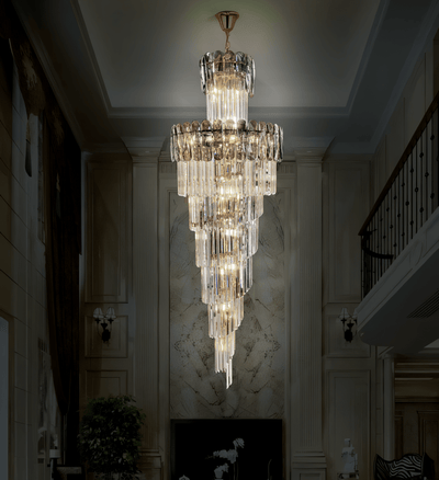 Halteres Double Height Long Crystal Chandelier