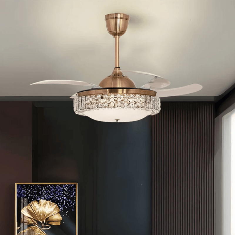 Crystal Glow Chandelier Ceiling Fan with Remote Control