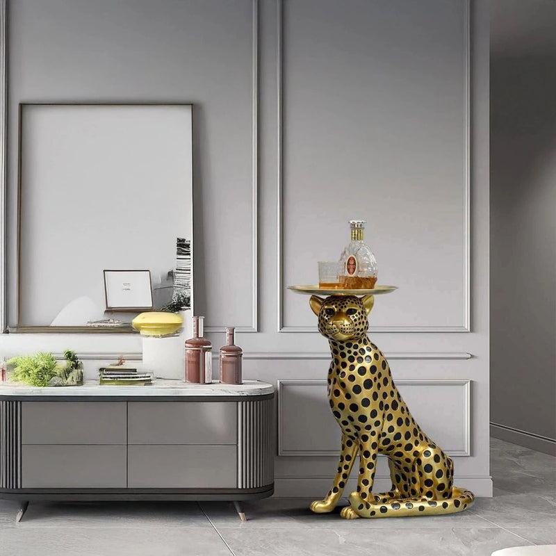 Luxe Leopard Stand – Golden Cheetah Side Table for Modern Decor ...