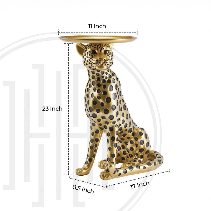 Luxe Leopard Stand – Golden Cheetah Side Table for Modern Decor ...