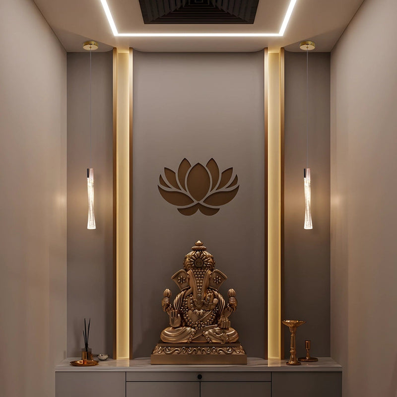 Luminous Twisted Temple Light - Hanging Light for Pooja Room