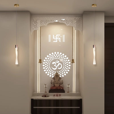 Luminous Twisted Temple Light - Hanging Light for Pooja Room