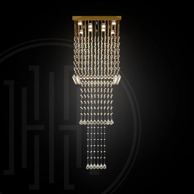 Magna Raindrop Long Crystal Chandelier