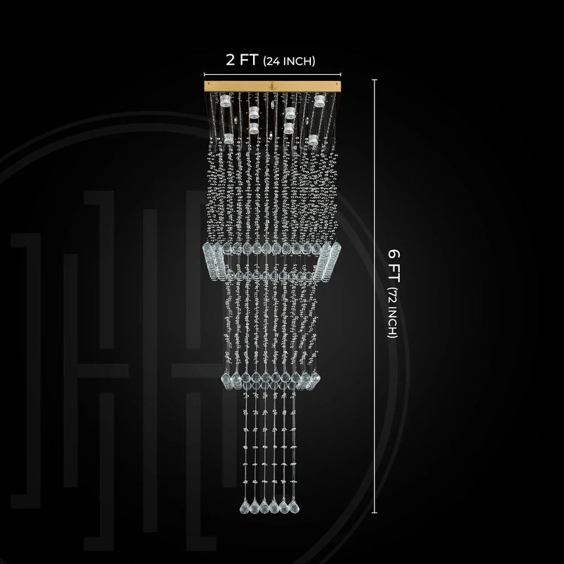 Magna Raindrop Long Crystal Chandelier