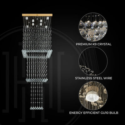 Magna Raindrop Long Crystal Chandelier