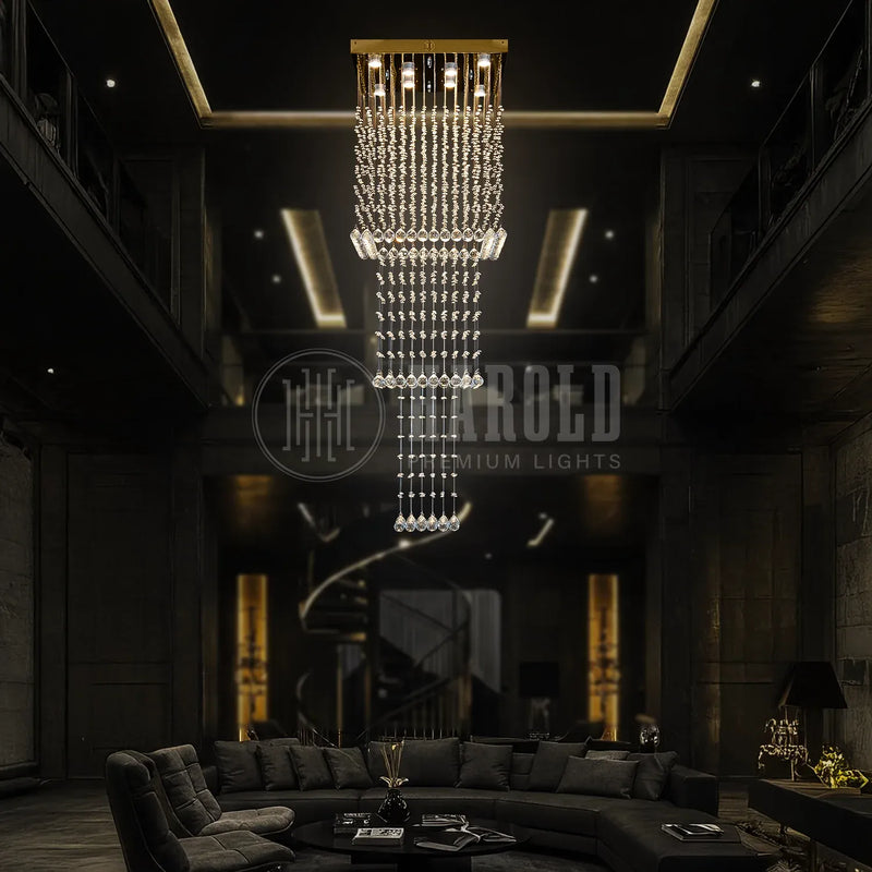 Magna Raindrop Long Crystal Chandelier