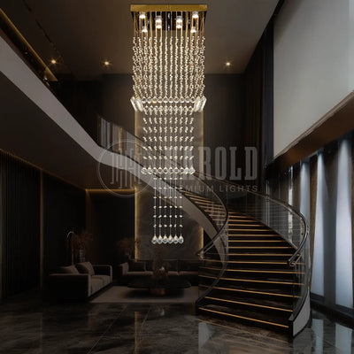 Magna Raindrop Long Crystal Chandelier