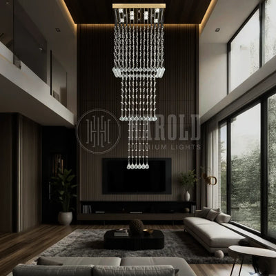 Magna Raindrop Long Crystal Chandelier