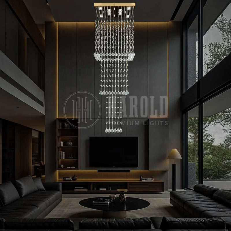 Magna Raindrop Long Crystal Chandelier