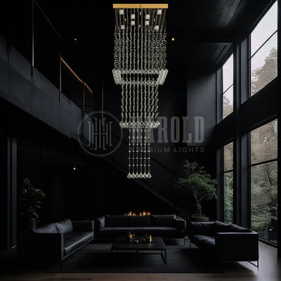 Magna Raindrop Long Crystal Chandelier