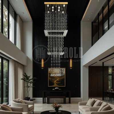Magna Raindrop Long Crystal Chandelier