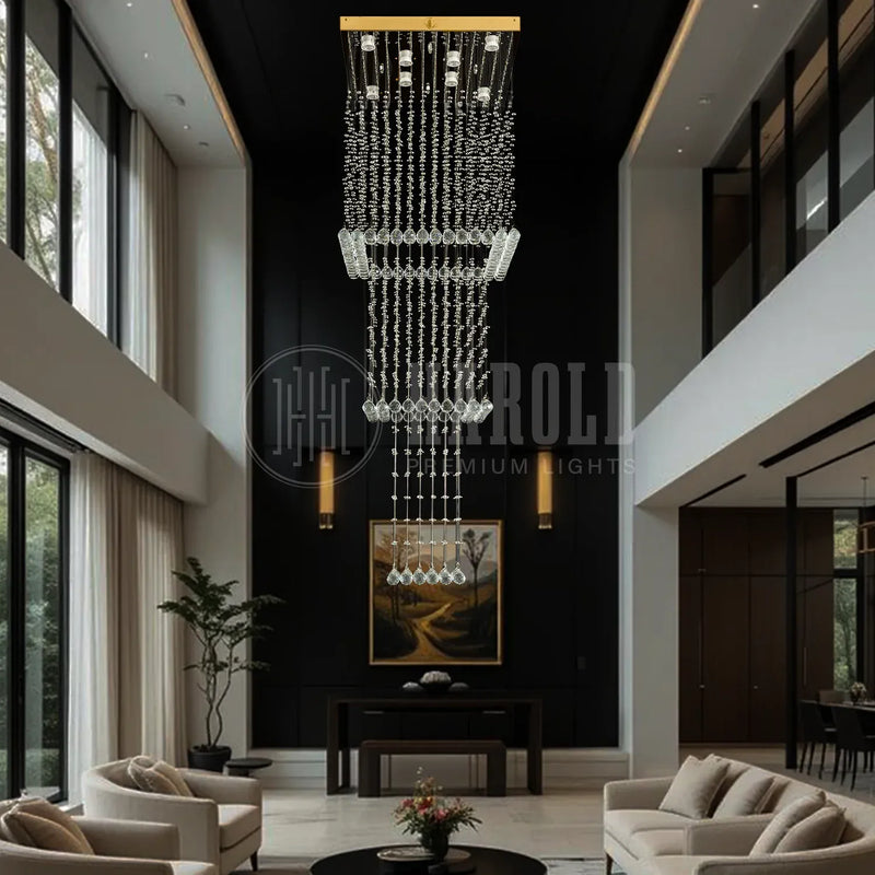 Magna Raindrop Long Crystal Chandelier